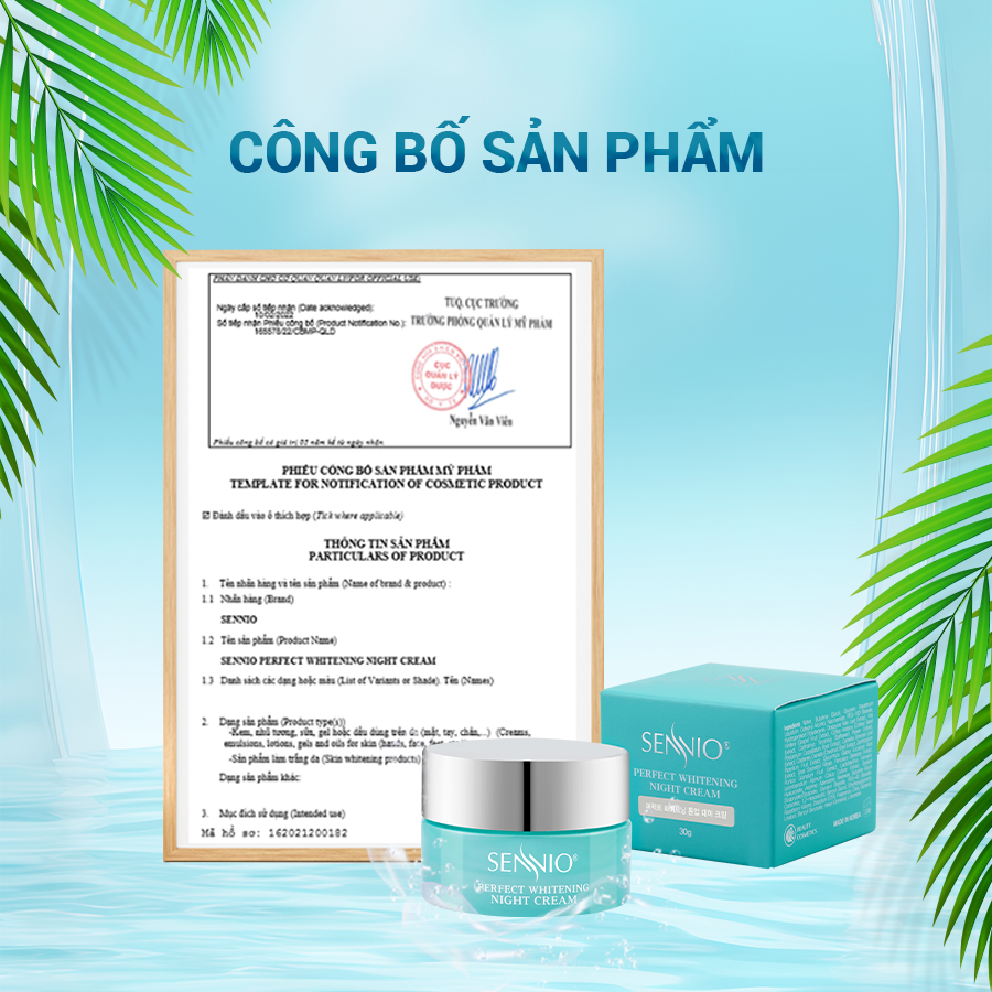 Kem đêm tái sinh, phục hồi da căng bóng - Sennio Perfect Whitening Night Cream - SENNIO SNO 830