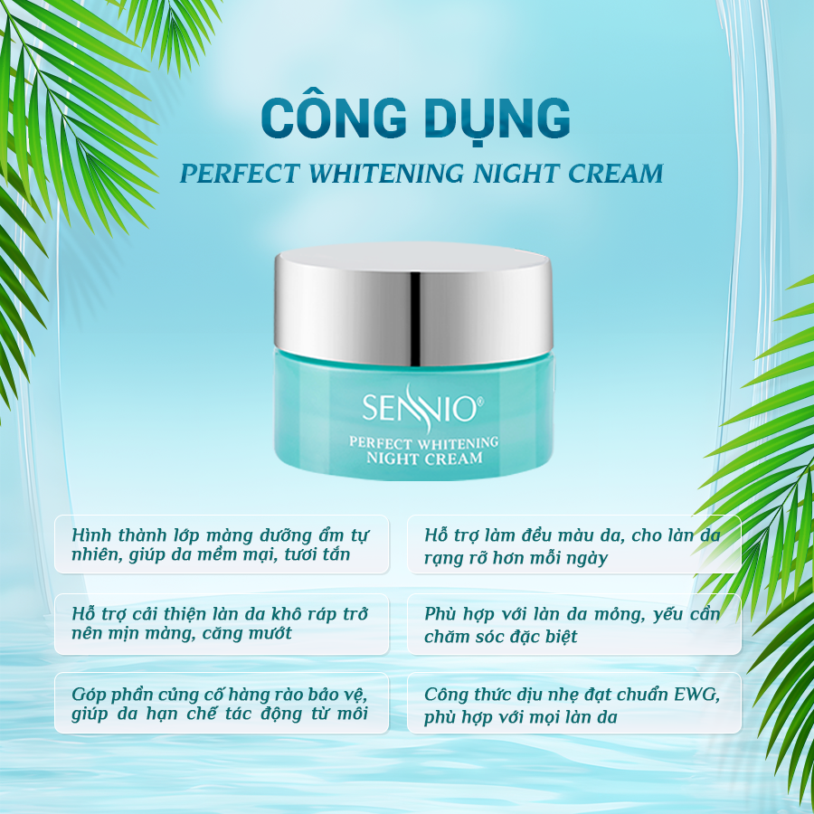 Kem đêm tái sinh, phục hồi da căng bóng - Sennio Perfect Whitening Night Cream - SENNIO SNO 830