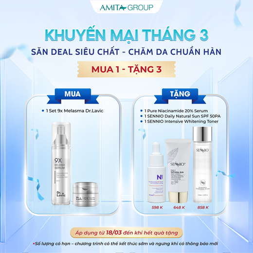 Bộ đôi sản phẩm tái sinh phục hồi da nám - giảm thâm mụn - tàn nhang - 9X MELASMA DR.LAVIC - DR975