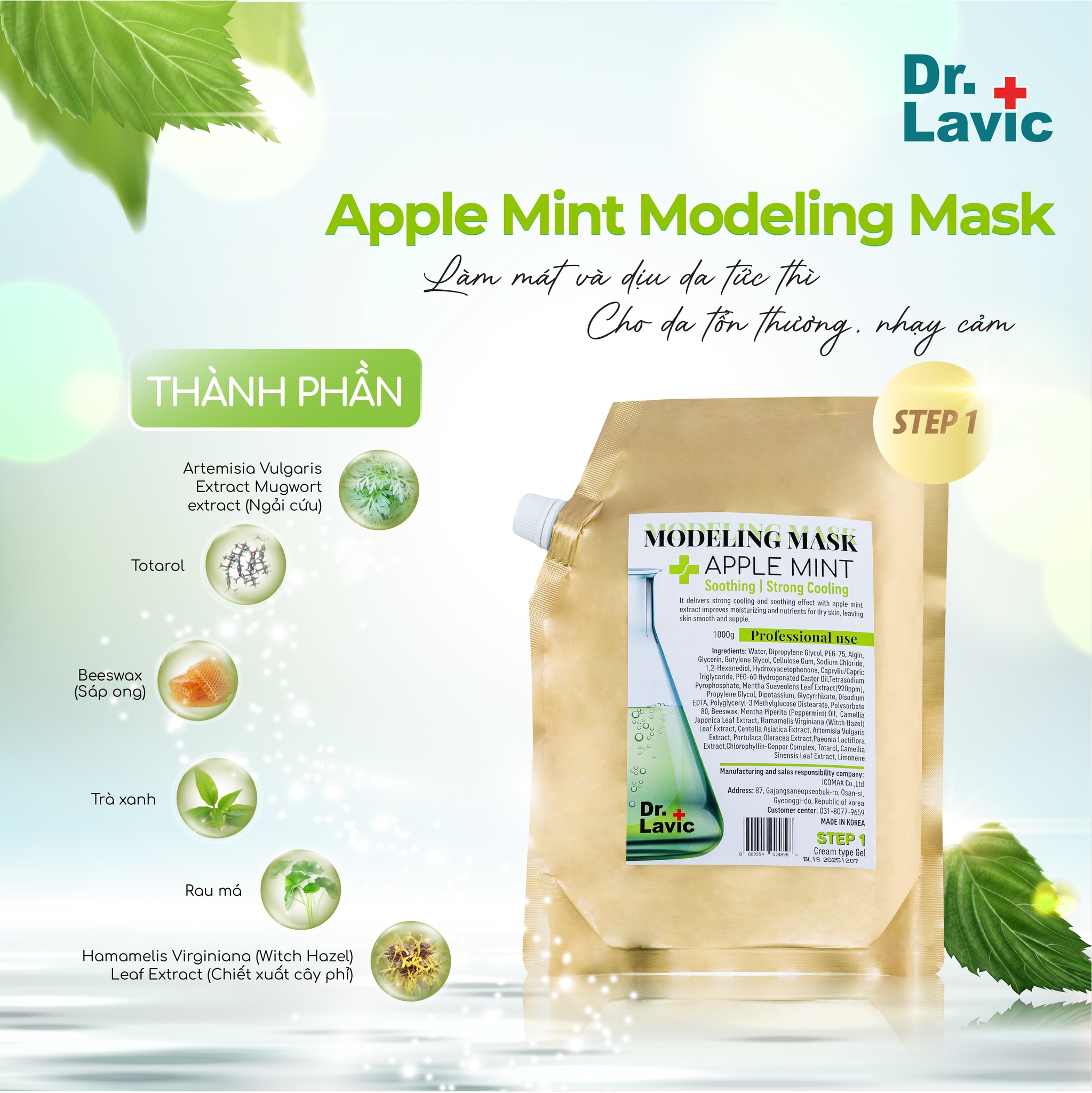 Mặt nạ làm dịu- phục hồi da thương tổn Dr.Lavic Modeling Mask Apple Mint SNO838