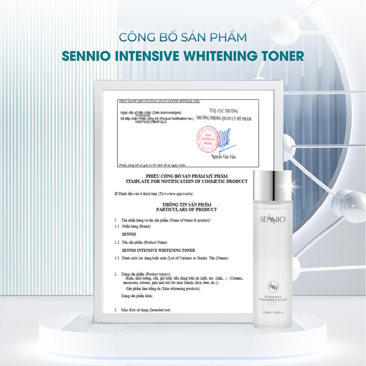 Nước hoa hồng dưỡng trắng và ức chế sắc tố - Sennio Intensive Whitening Toner - SNO831
