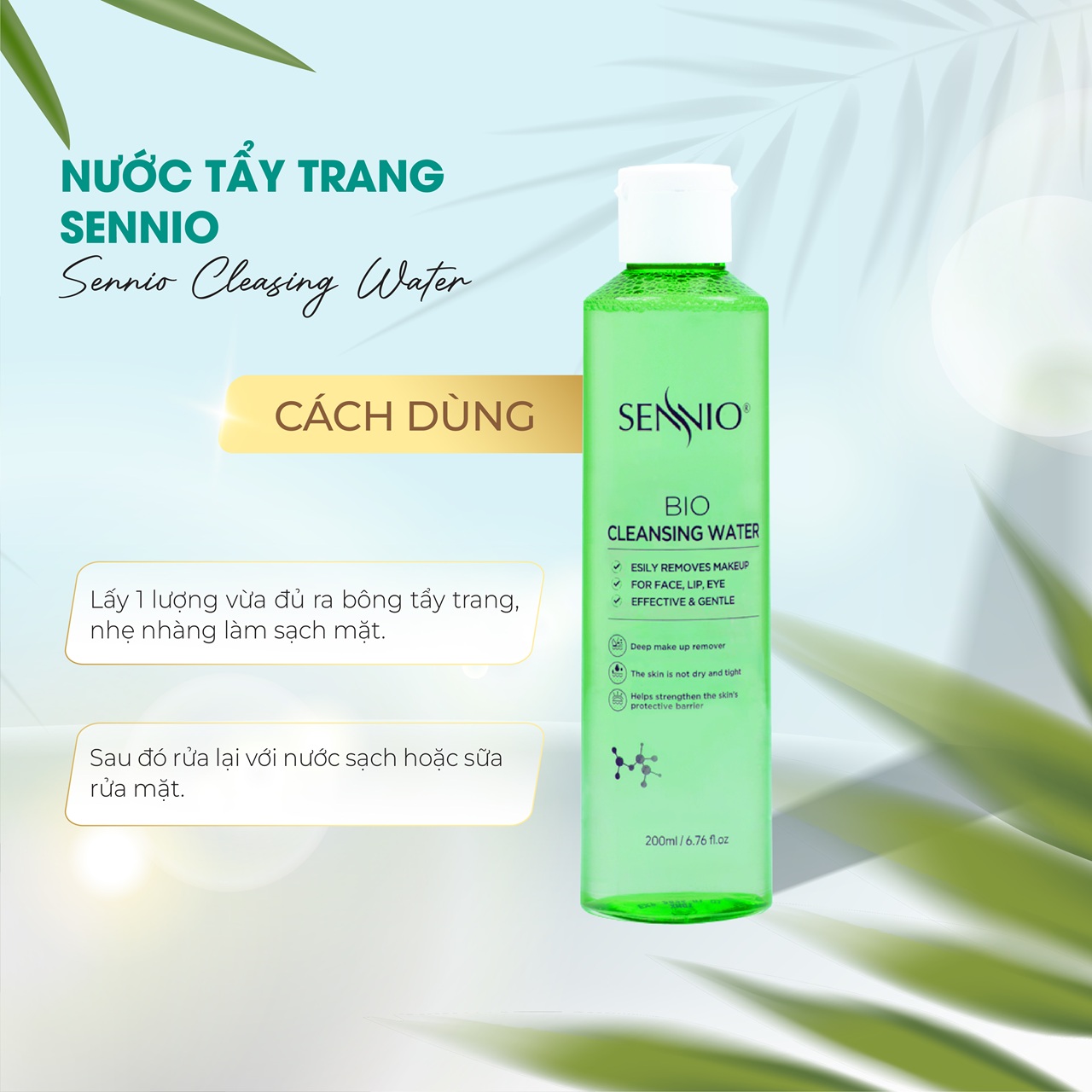Nước tẩy trang làm sạch sâu Sennio Bio Cleansing Water 200ml SNO 836