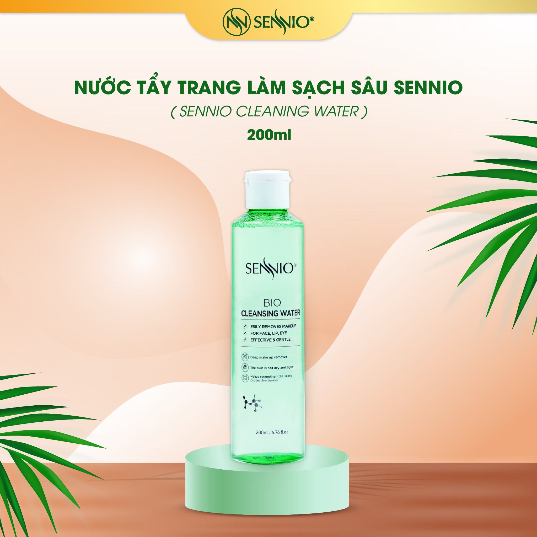 Nước tẩy trang làm sạch sâu Sennio Bio Cleansing Water 200ml SNO 836