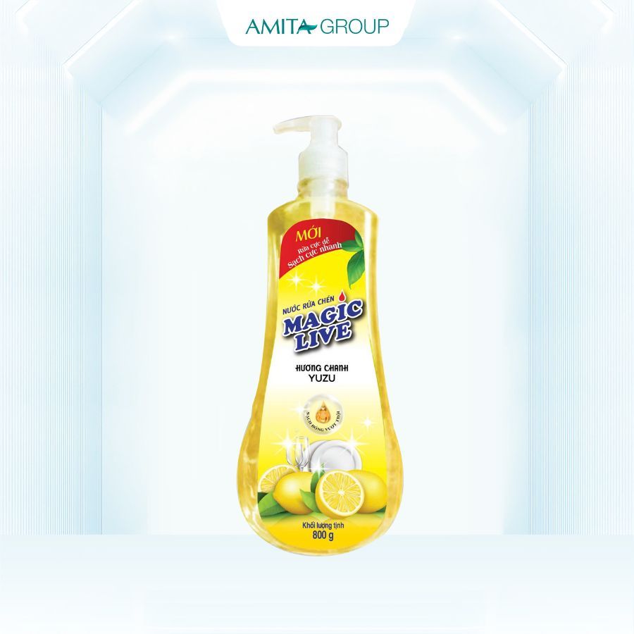 Nước rửa chén bát hương chanh sả Magic Live diệt 99% vi khuẩn, các mùi khó chịu