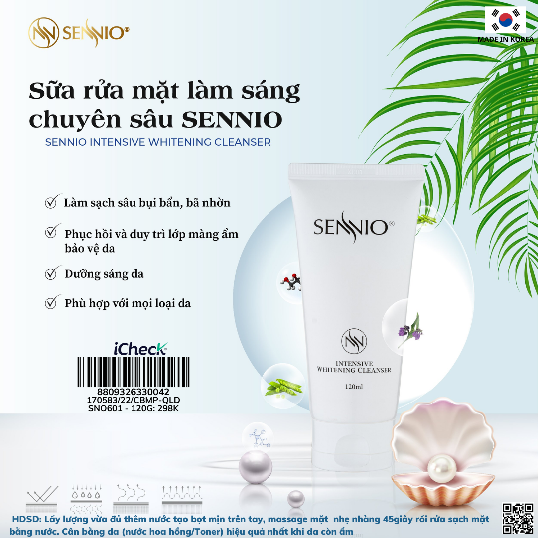 SỮA RỬA MẶT SÁNG DA CHUYÊN SÂU SENNIO  SENNIO Intensive Whitening Cleanser SNO 601