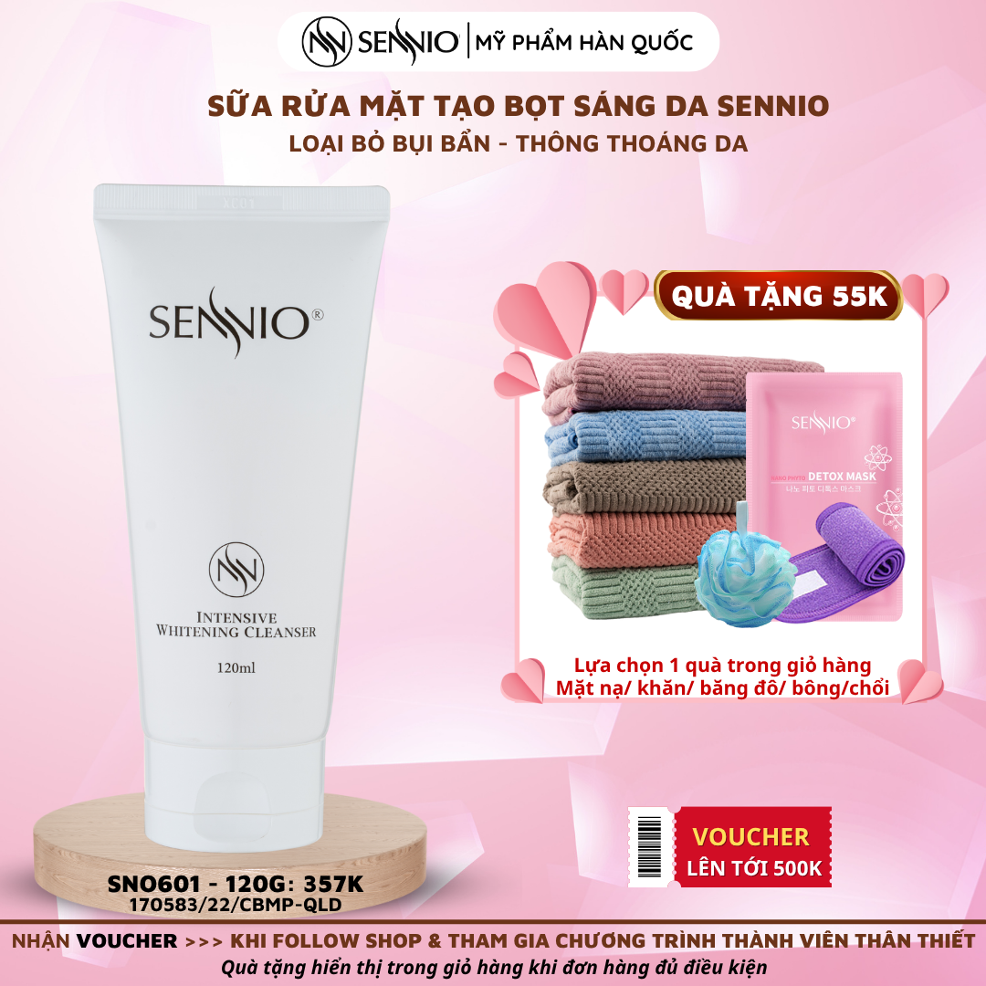 SỮA RỬA MẶT SÁNG DA CHUYÊN SÂU SENNIO  SENNIO Intensive Whitening Cleanser SNO 601