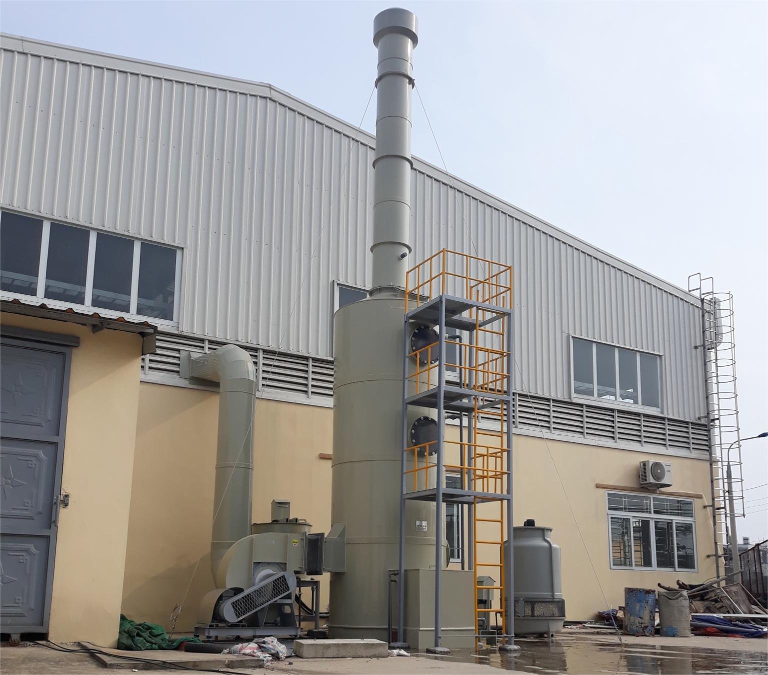 Tháp hấp thụ khí Clo (Cl₂) trong sản xuất hóa chất và xử lý nước