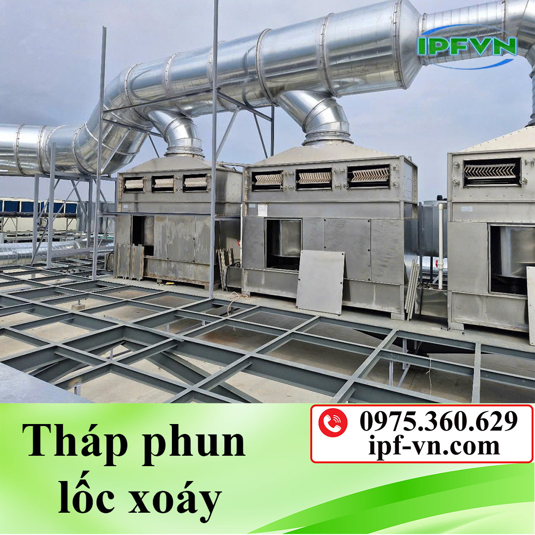 Xử lý khí độc như HCl, SO2, NH3 bằng tháp phun lốc xoáy