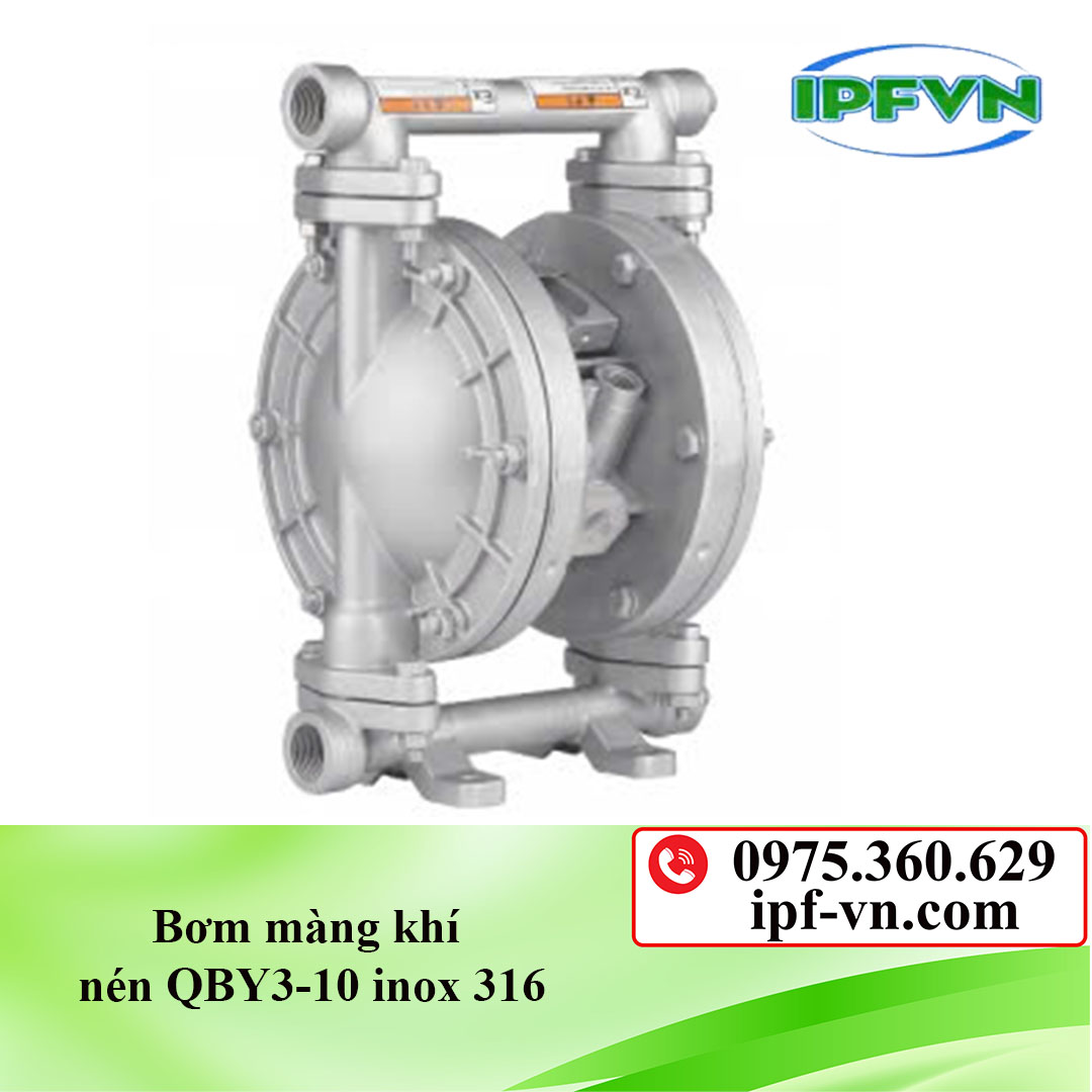 Bơm màng khí nén QBY3-10 inox 316