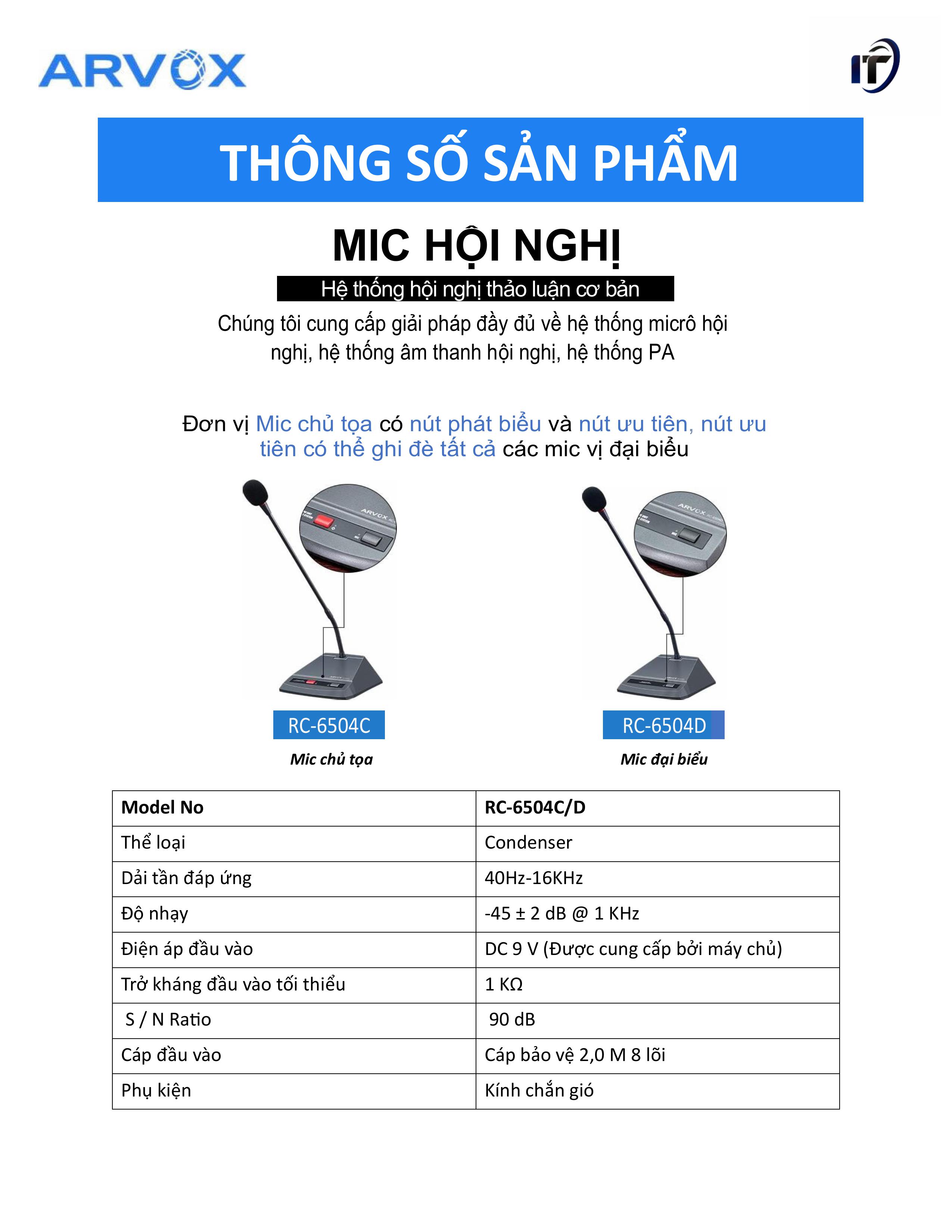 Micro hội thảo có dây kỹ thuật số RC-6504C/D