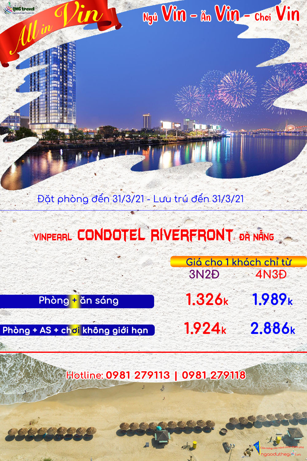 combo Vinpearl condotel riverfront Đà Nẵng giá rẻ