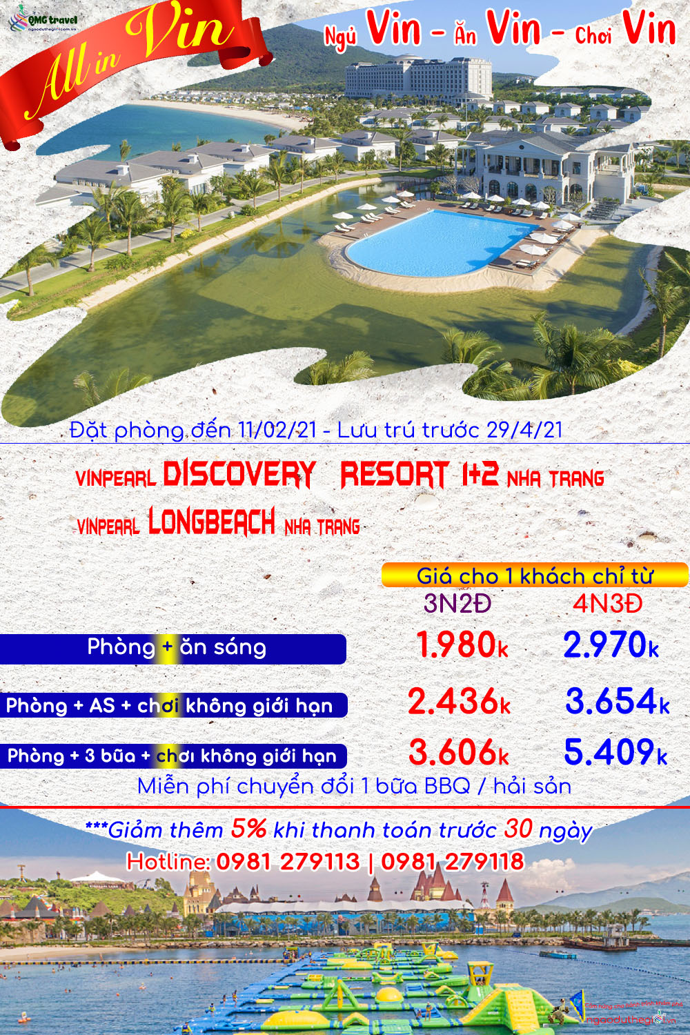 combo Vinpearl Long Beach Nha Trang resort & spa giá rẻ