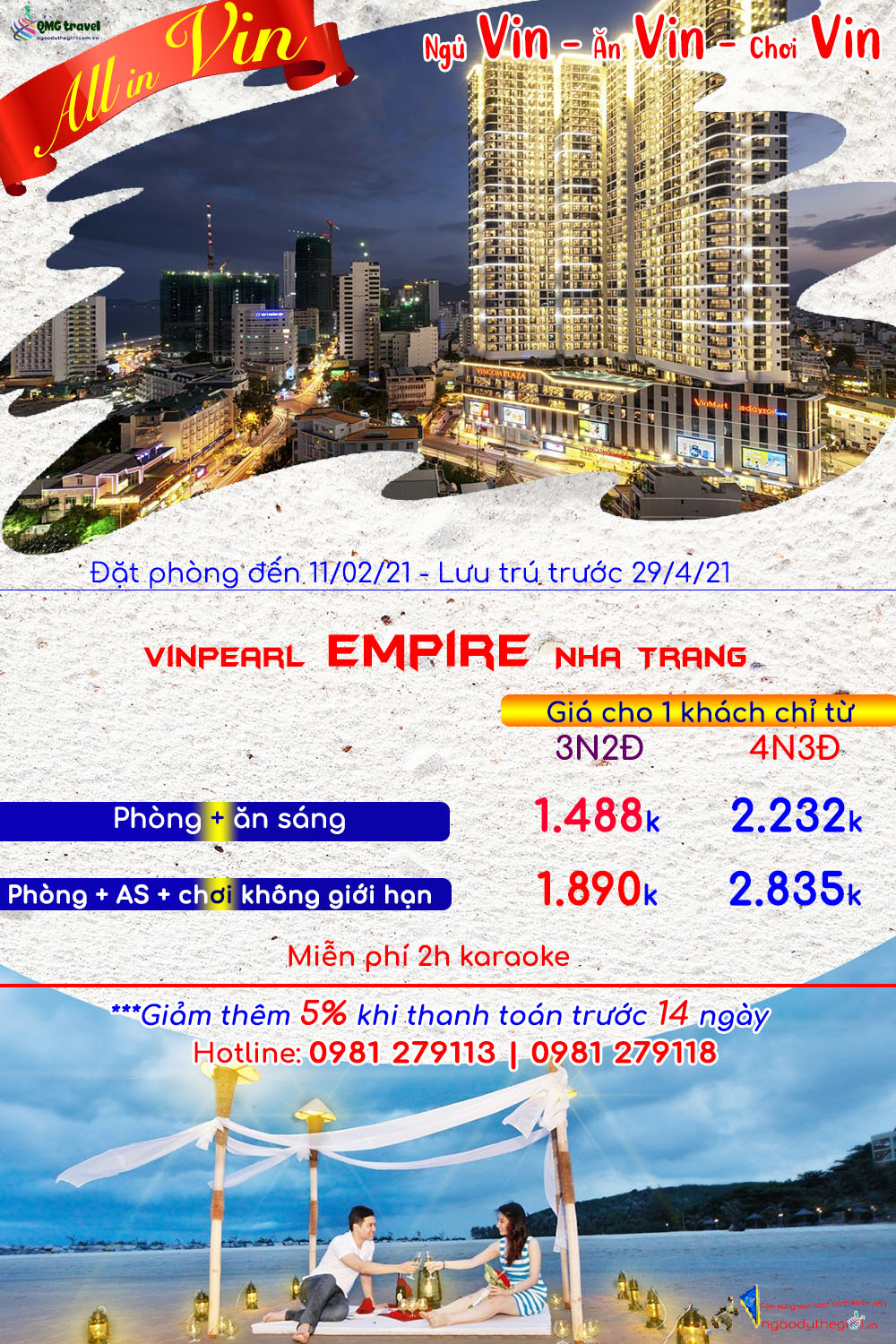 combo Vinpearl Empire Nha Trang giá rẻ