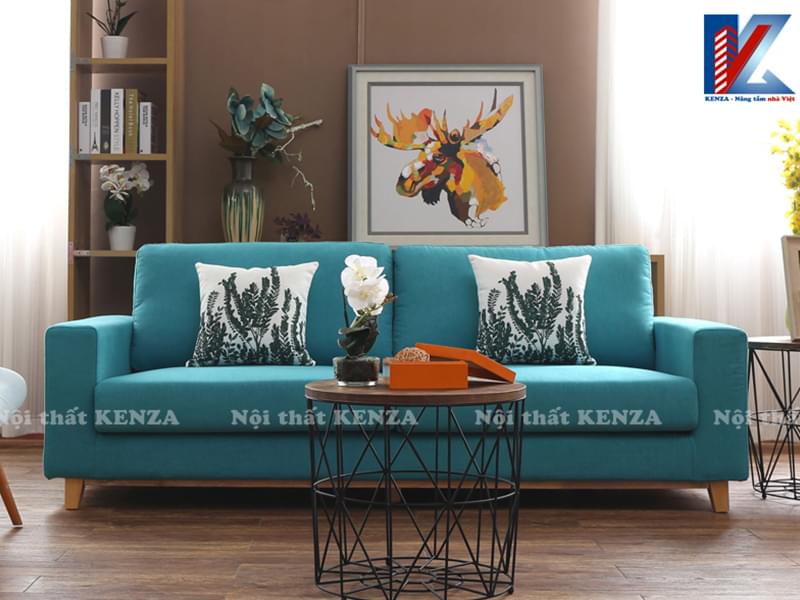 sofa văng xanh cho phòng khách nhỏ