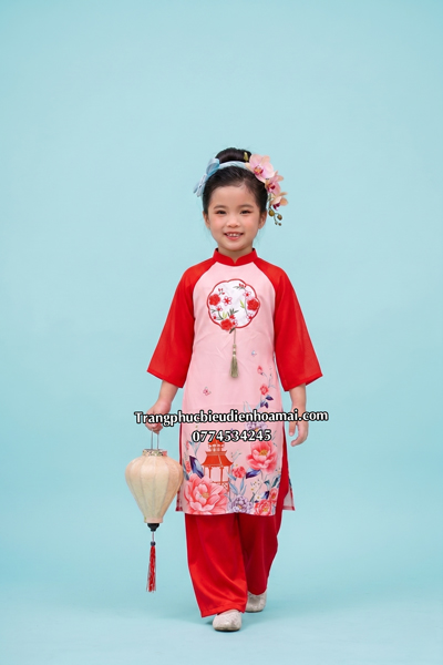 Áo dài nữ C1 - Đỏ hoa hồng