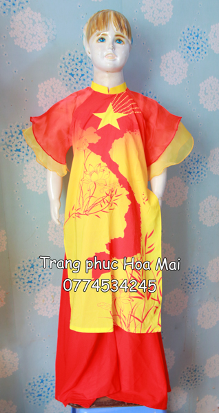 Áo dài nữ C1 - Đỏ sao vàng bản đồ