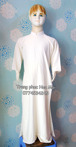 Áo dài nữ C1 - Trắng lụa trơn