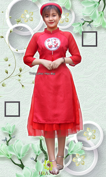 Áo dài nữ hiện đại - Đỏ gấm Cao Cấp