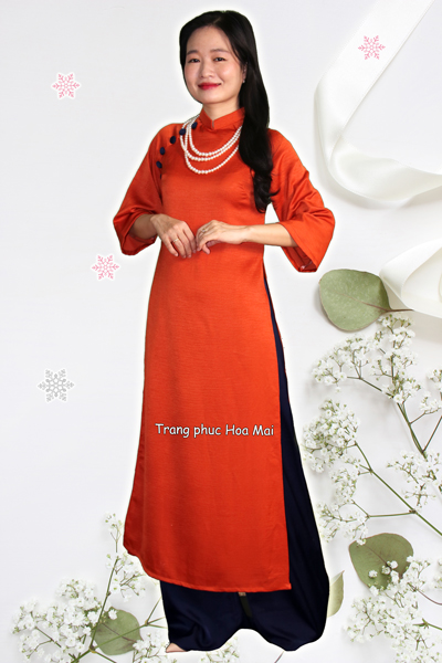 Áo dài nữ truyền thống - Cam suông