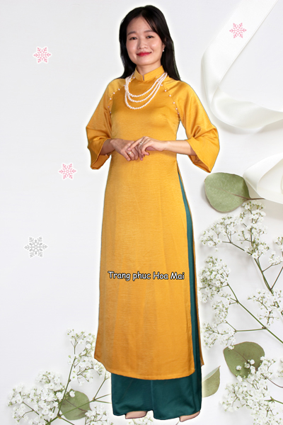 Áo dài nữ truyền thống - Vàng suông