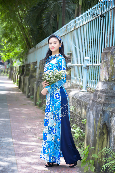 Áo dài nữ truyền thống - Xanh dương C3