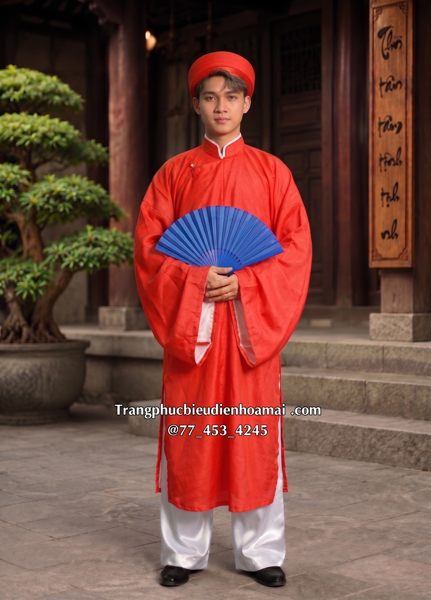 Áo tấc ngũ thân nam - Đỏ tươi