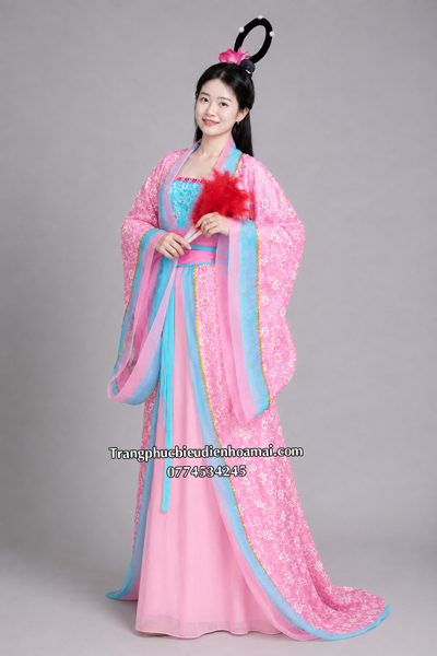 Cổ trang nữ Cao Cấp - Hồng Viền Xanh