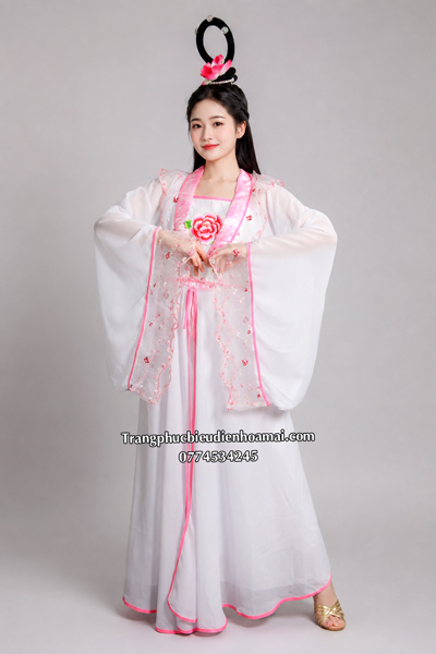 Cổ trang nữ - Trắng Hoa Hồng (Ko cài tóc)