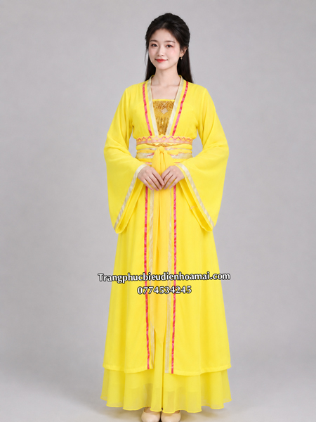 Cổ trang nữ VN - Vàng voan viền hồng (Hằng Nga, Công chúa)