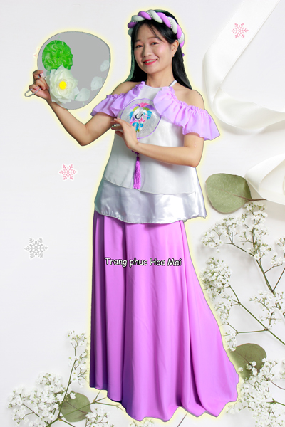 Váy múa xanh trúc - Trang phục biểu diễn Hoa Mai
