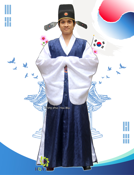 Trang phục Hanbok nam - Xanh dương đen dài