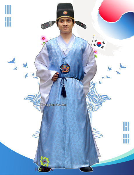Trang phục Hanbok nam - Xanh dương nhạt dài