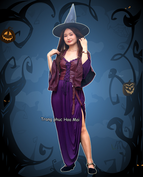 Cho thuê đồ múa, trang phục hóa trang Phù Thủy tím Halloween