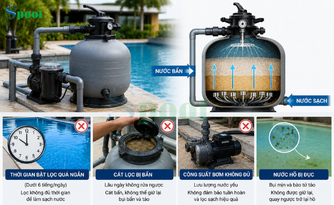 Cách xử lý nước hồ bơi bị đục và xanh rêu chỉ trong 24h