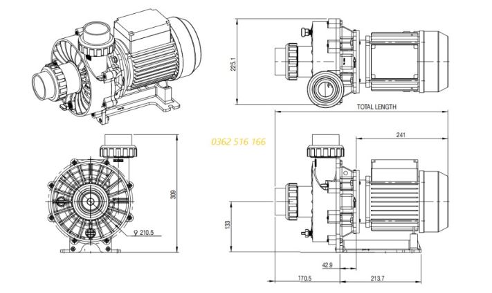 Bản vẽ chi tiết bơm Turboflo 250