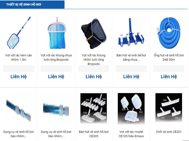 Thiết bị vệ sinh bể bơi