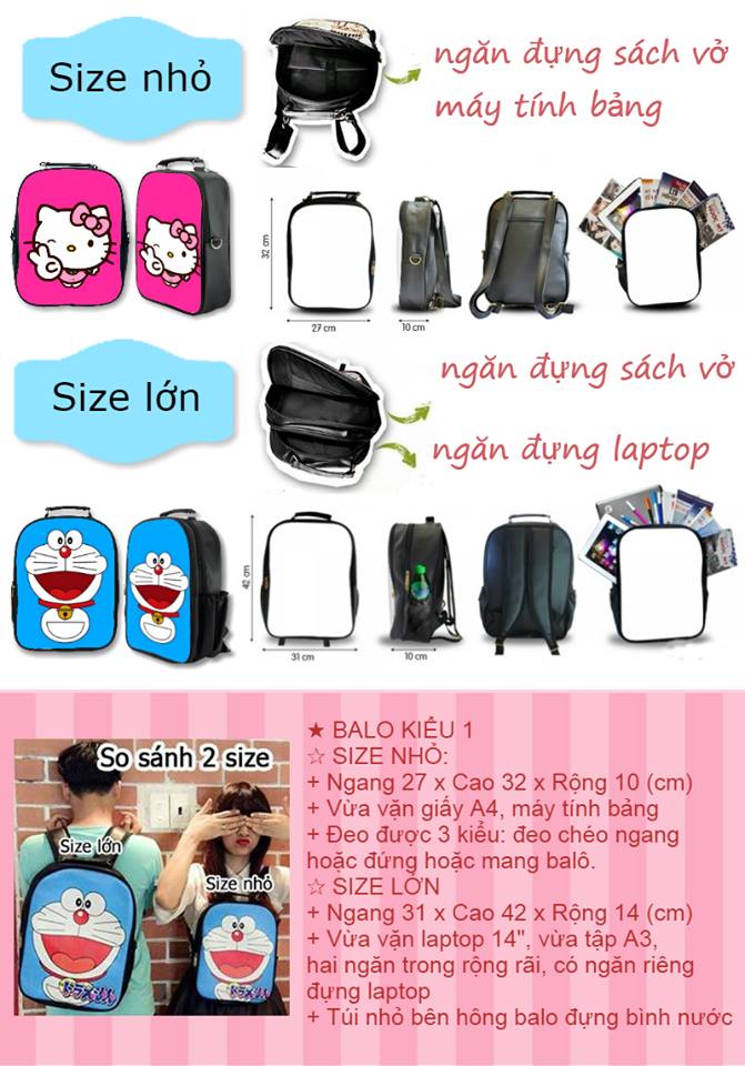 balo in hình giả da 2 ngăn