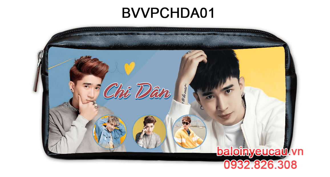 bóp viết in hình ca sĩ chi dân