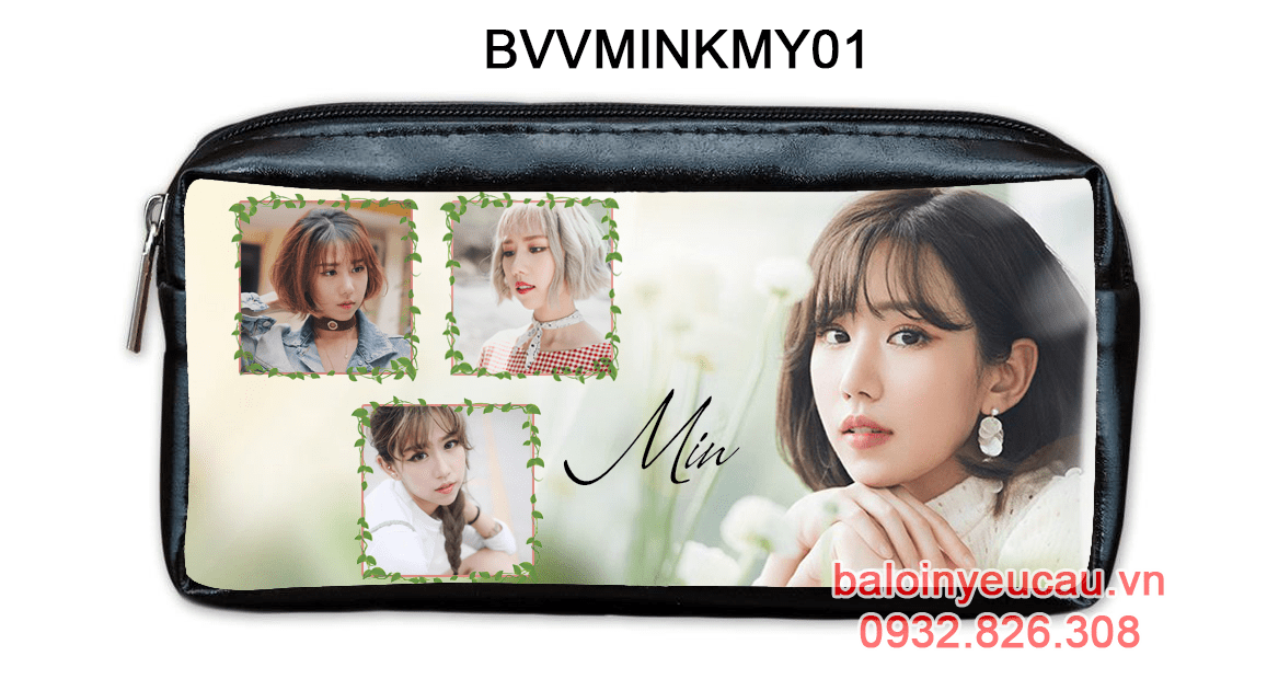 bóp viết in hình ca sĩ min