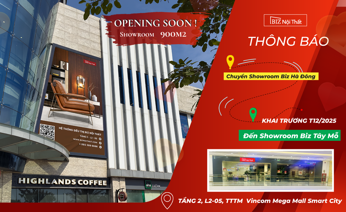 Thông báo di chuyển và khai trương Showroom Biz Nội Thất