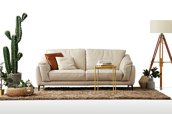 Bộ Sofa văng da bò nhập khẩu Divano S731 dài 2,7m màu kem