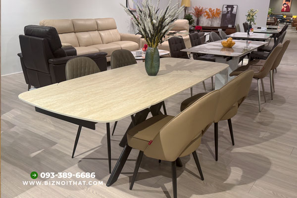 Bàn ăn thông minh kéo dài từ 1,3m đến 1,9m mặt đá Ceramic-DF107