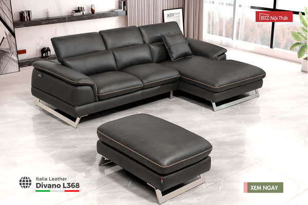 Bộ Sofa góc nhập khẩu da bò Italia Divano L368