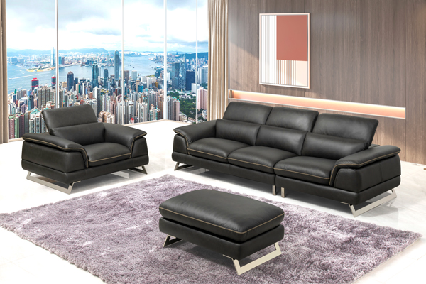 Bộ Sofa văng da bò nhập khẩu Divano S368 màu Dark Grey