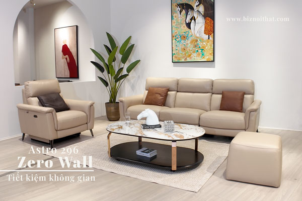 Sofa Thông Minh thư giãn chỉnh điện Zero Wall Astro 296 màu Nâu Dark Brown
