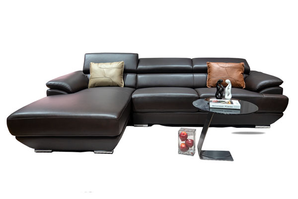 Ghế Sofa góc da bò Ý nhập khẩu Divano L430 màu Nâu Dark Brown