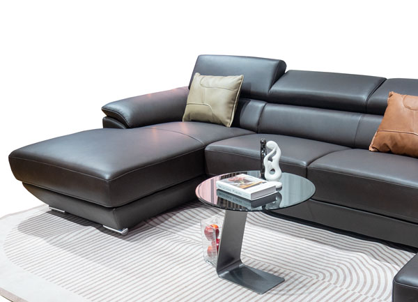 Ghế Sofa góc da bò Ý nhập khẩu Divano L430 màu Nâu Dark Brown