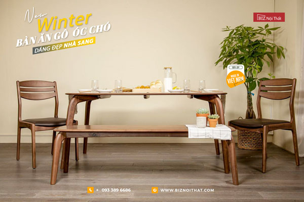 Bàn Ăn 100% Gỗ Óc Chó tự nhiên Winter