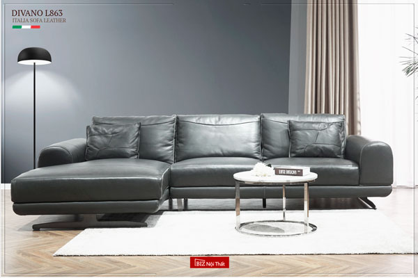 Bộ Sofa chất liệu da bò Ý nhập khẩu Divano L-863