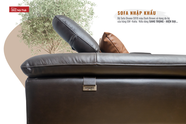 Bộ Sofa chất liệu da bò Italia Divano S918